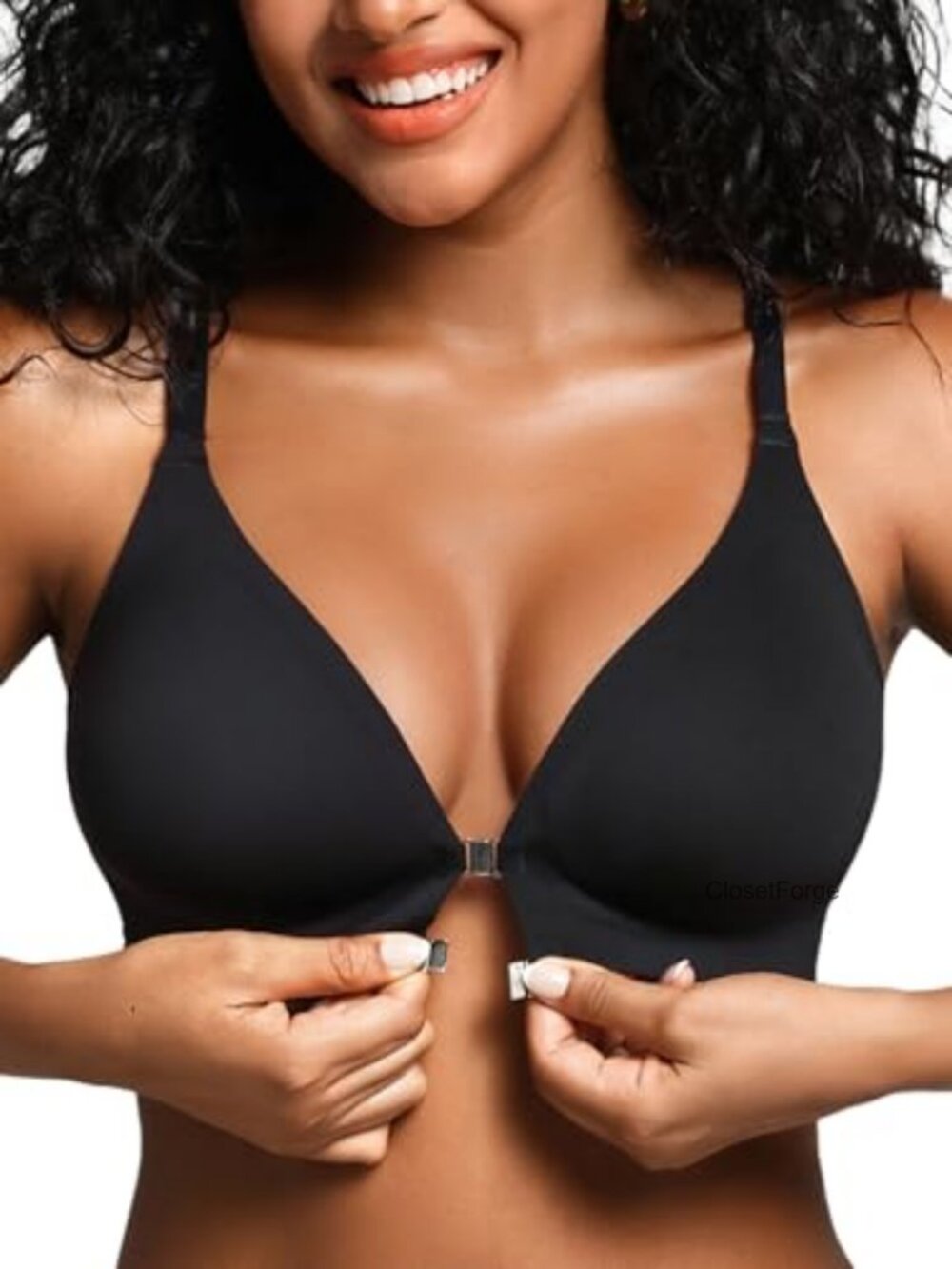 Wireless Racerback Bra Magnetic Front Closure Seamless No Underwire Support